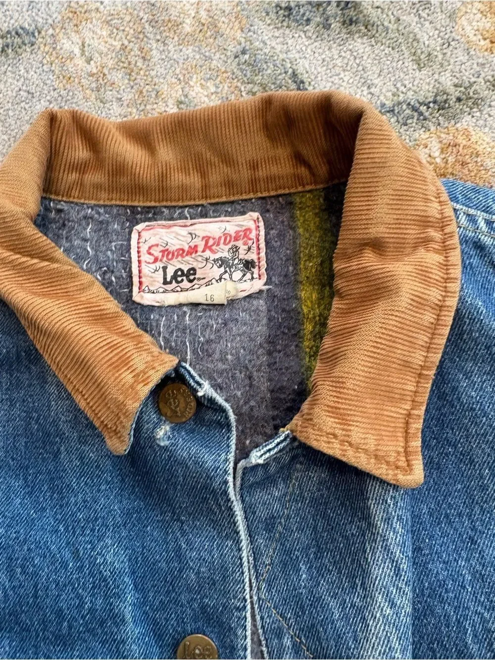 Vintage Lee Storm Rider Denim Jacket XL 46 R Blanket Lined CHORE COAT